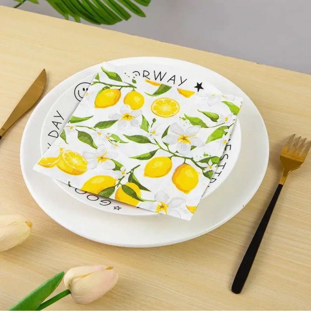 Panalisa Lemon Print Luncheon Paper Napkins, 20 ct